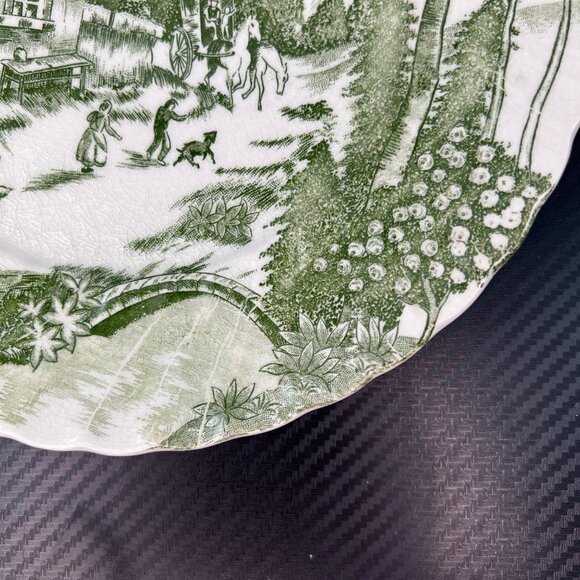 Vintage Rossini Country French Green Transferware Dinner Plate Japan Shabby Chic - Picture 5 of 8